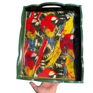 Serving Tray Vibrant Parrot| Macaw Food Tray Resin and Wood